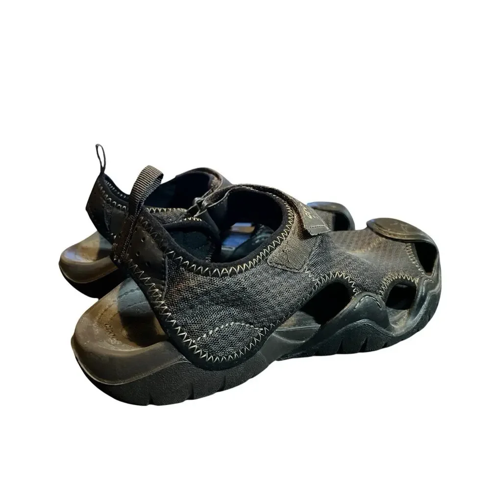 Crocs Men‘s Sandals 11 Swiftwater Fishermen Deck Water Shoes Brown Camping